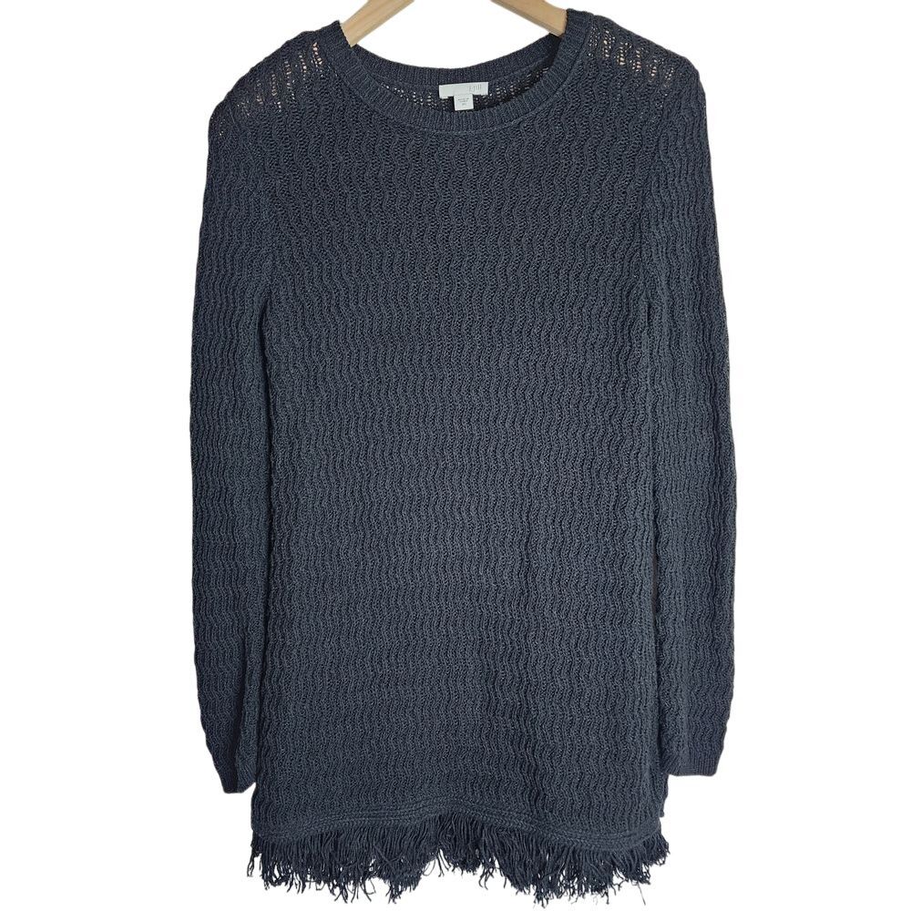 J. Jill Knit Dress‎ Women's XS Fringe Tunic Long Sleeve Black